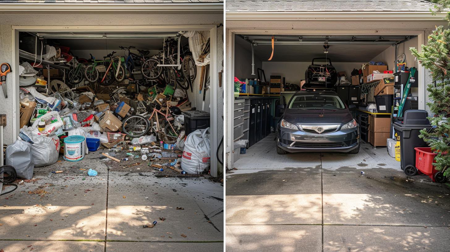 Massachusetts garage before and after a professional cleanout
